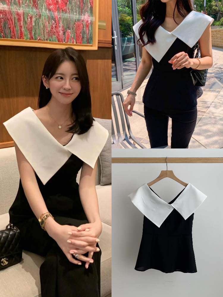 Shirt Camp Collar - Slimming French Style Vintage Hepburn Sleeveless