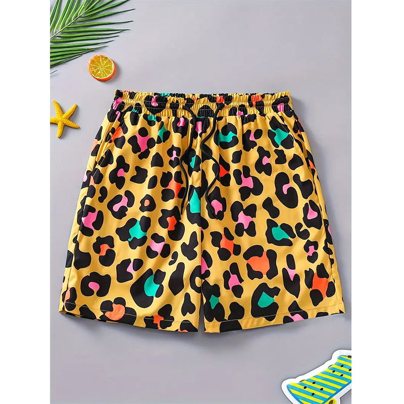 Trunks Board Surf - 3D Funny Leopard Camouflage Print Beach