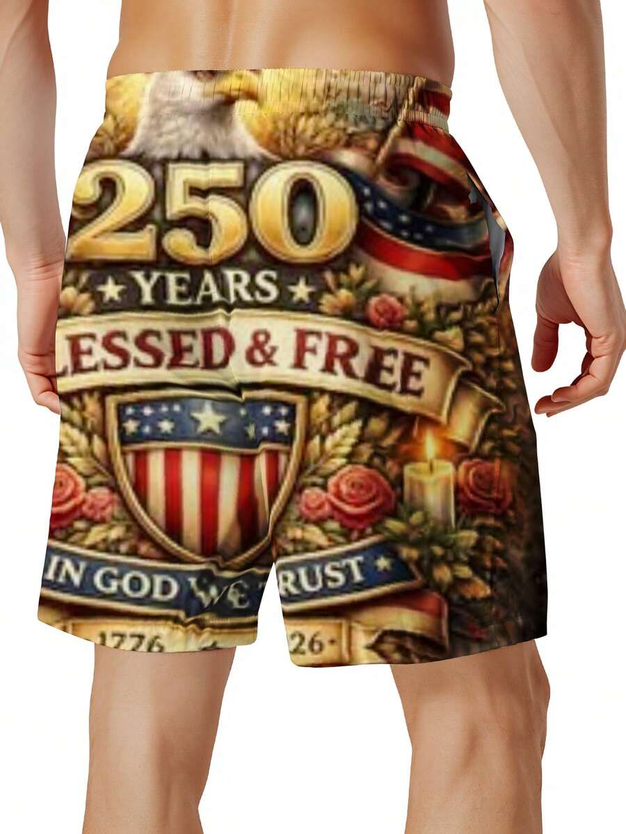 Swim Trunk Quick Dry - 250 Years Blessed And Free Patriotic