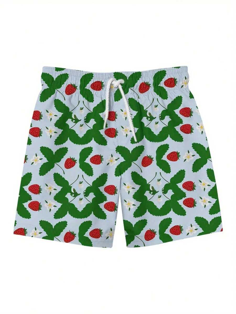 Swim Trunk Quick Dry - Mens Strawberry Print Beach Shorts Quick