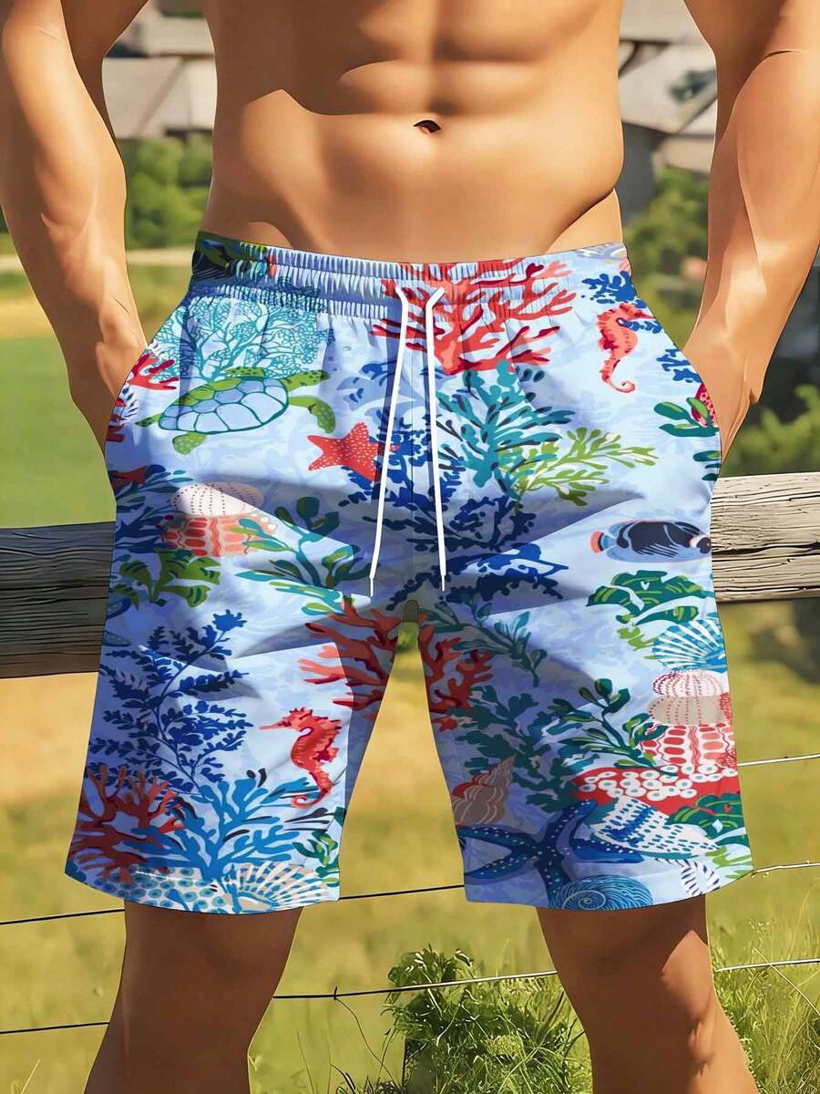Mens Tropical Coral Print Swim - Swim Trunk Quick Dry 리뷰 및 가격