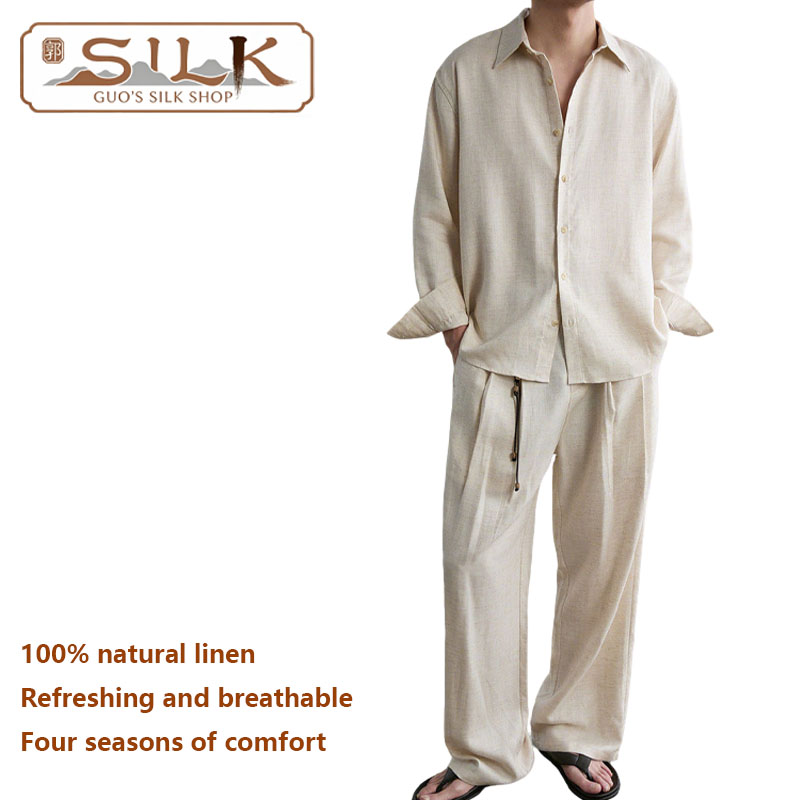 High-end Natural Linen Men's S - Linen Shirt Breathable 리뷰 및 가격