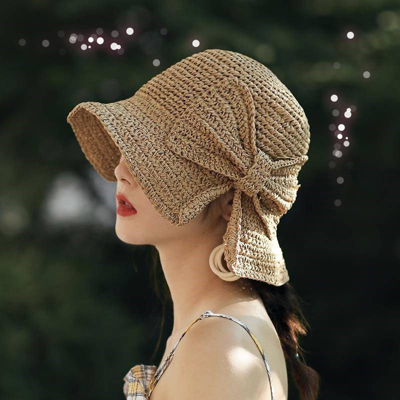 1Pcs Bow Sun Hat Wide Brim Flo - Bucket Hat Straw 리뷰 및 가격