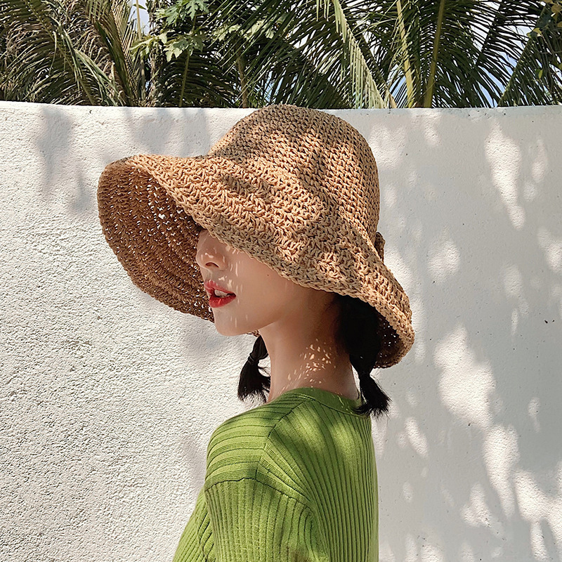1Pcs Bow Sun Hat Wide Brim Flo - Bucket Hat Straw 리뷰 및 가격
