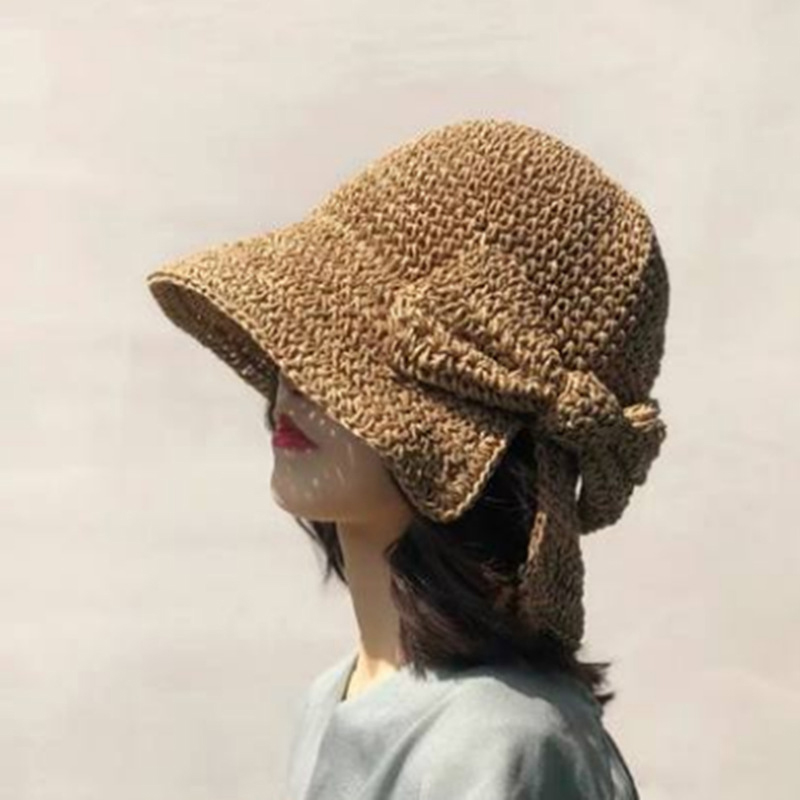 1Pcs Bow Sun Hat Wide Brim Flo - Bucket Hat Straw 리뷰 및 가격