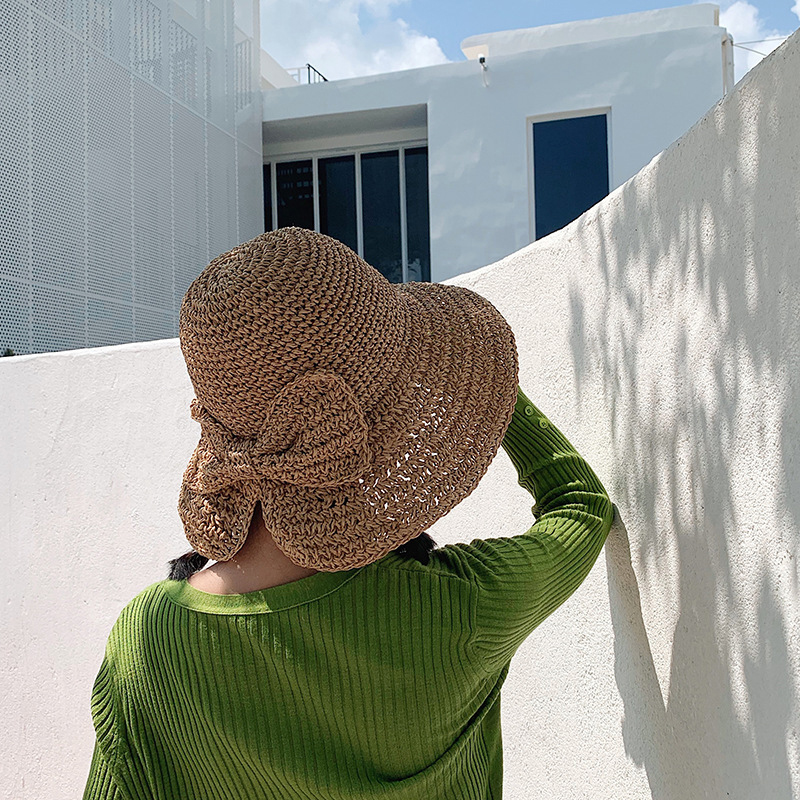 1Pcs Bow Sun Hat Wide Brim Flo - Bucket Hat Straw 리뷰 및 가격