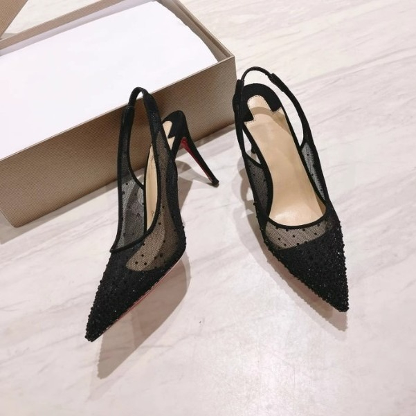 Mesh Rhinestone Rear Empty Sti - Casual Sandal Leather 리뷰 및 가격