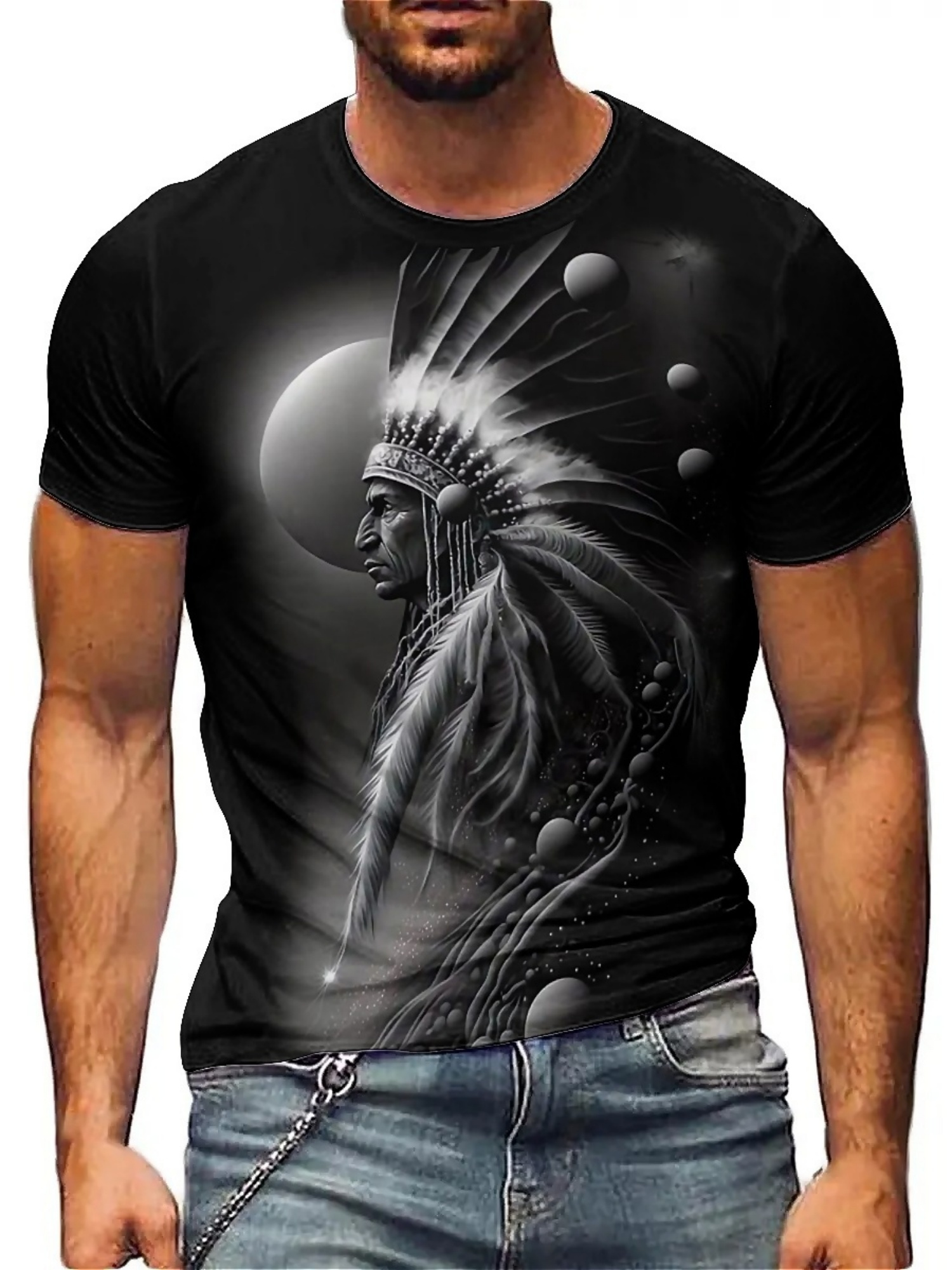 Men's 3D Printed Tribal Chieft - Tee Graphic Print 리뷰 및 가격