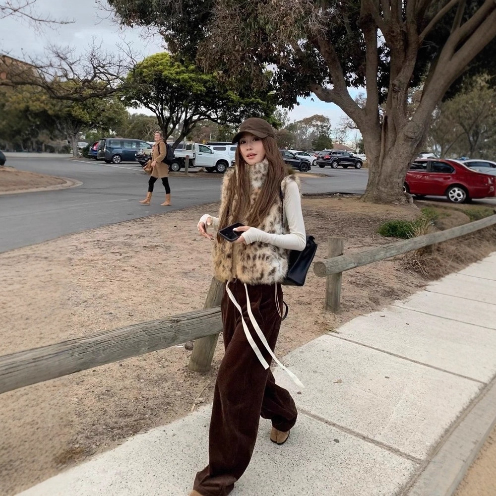 Women Faux Fur Vest Coats Shor - Short Linen Drawstring 리뷰 및 가격