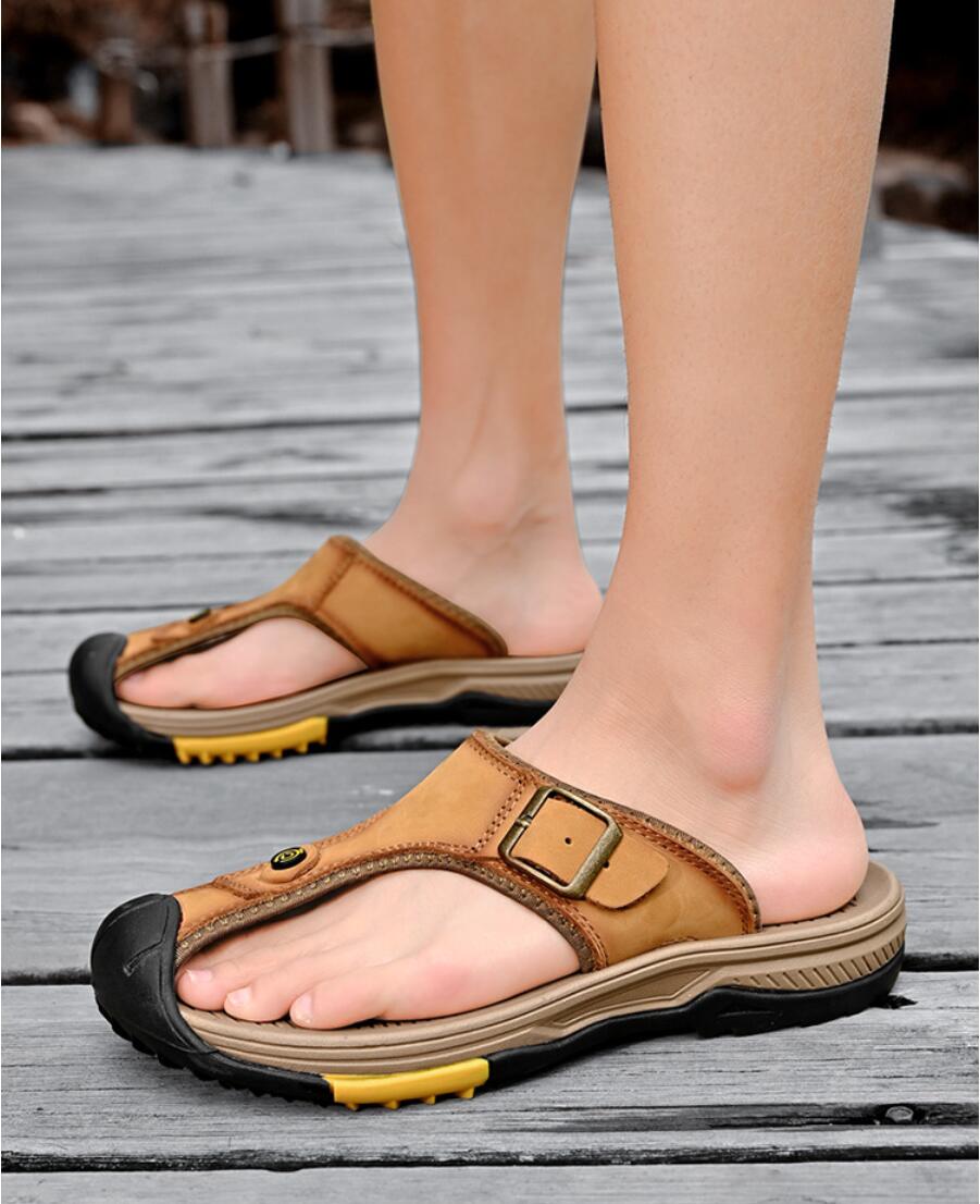 Genuine Leather Sandals Men Br - Flip Flop Leather Men 리뷰 및 가격