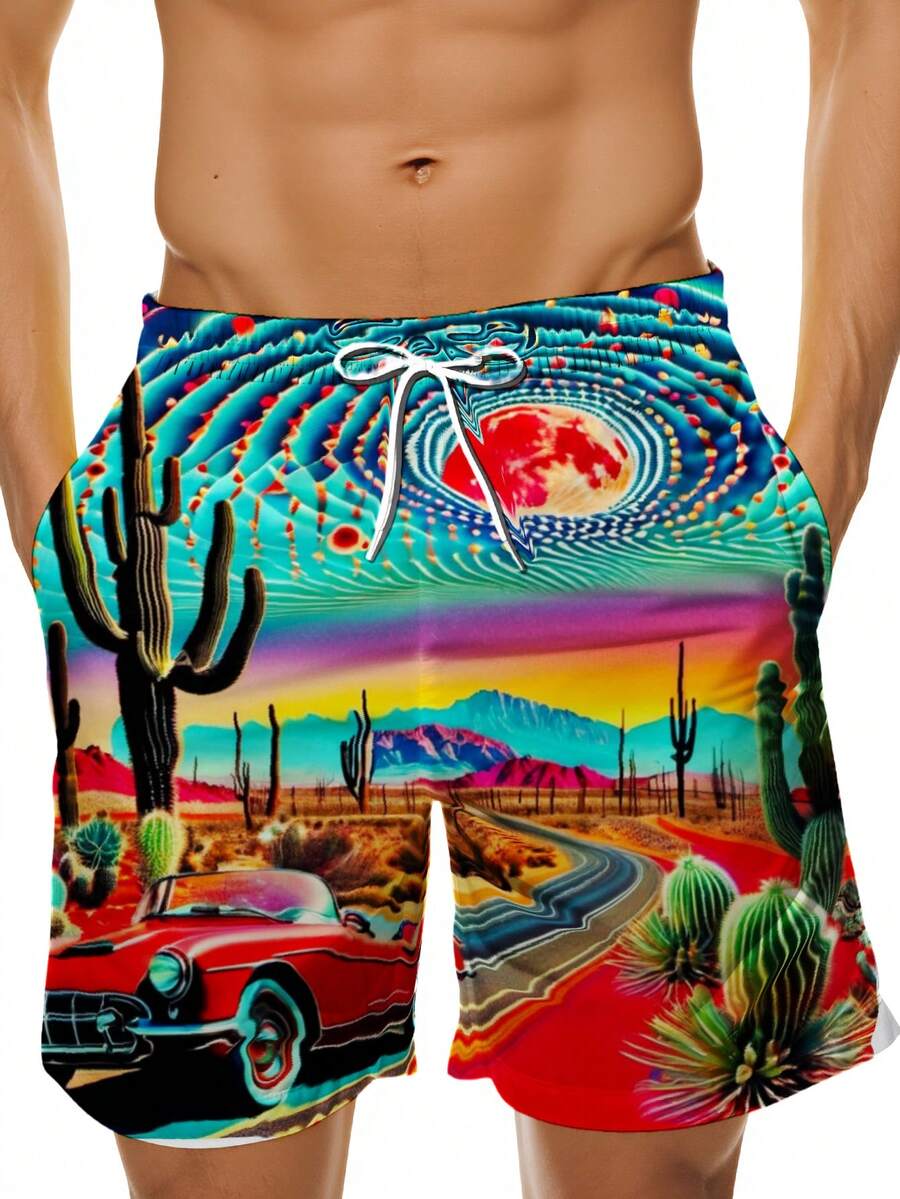 Mens Desert Scene Swim Trunks  - Swim Trunk Quick Dry 리뷰 및 가격