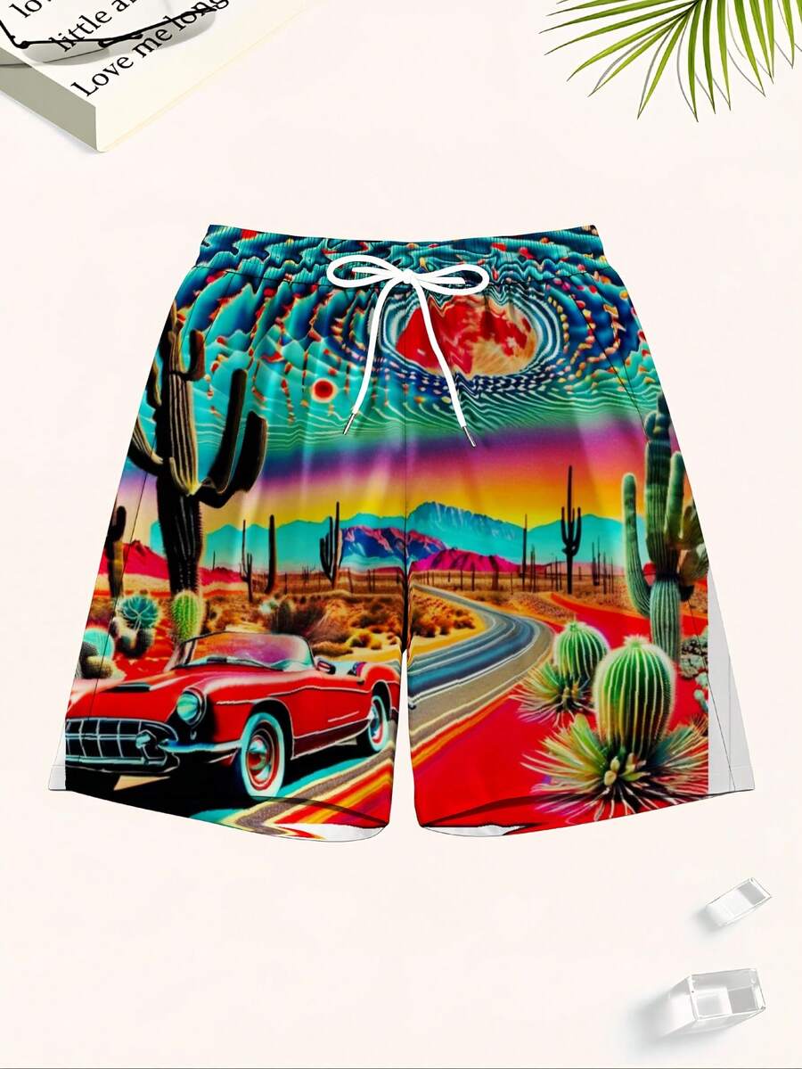 Mens Desert Scene Swim Trunks  - Swim Trunk Quick Dry 리뷰 및 가격