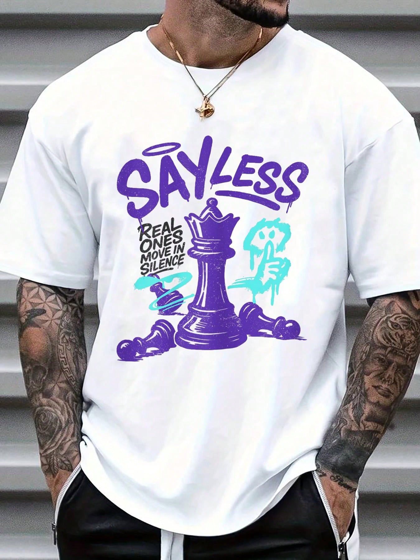 Men's White Cotton Graphic Tee - Tee Graphic Print 리뷰 및 가격
