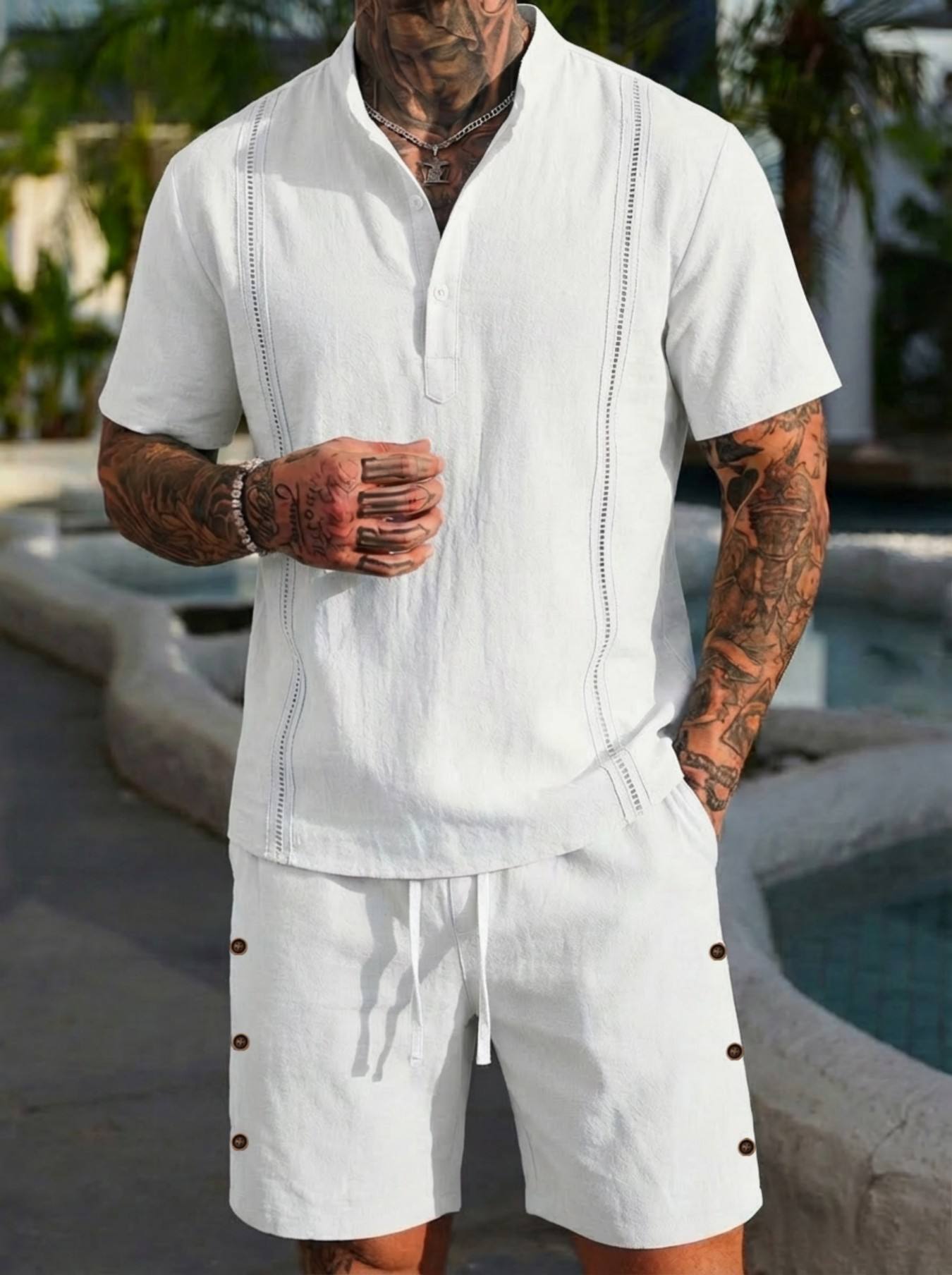 2026 men's summer beach casual - Short Linen Drawstring 리뷰 및 가격