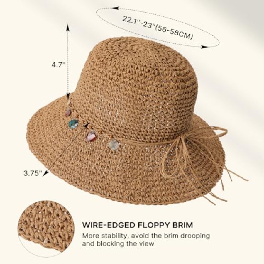 Beach Sun Hats for Women, Stra - Packable Hat Nylon 리뷰 및 가격