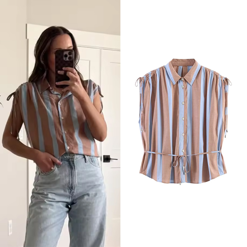 Women's Stripe Shirt 2026 New  - Shirt Camp Collar 리뷰 및 가격