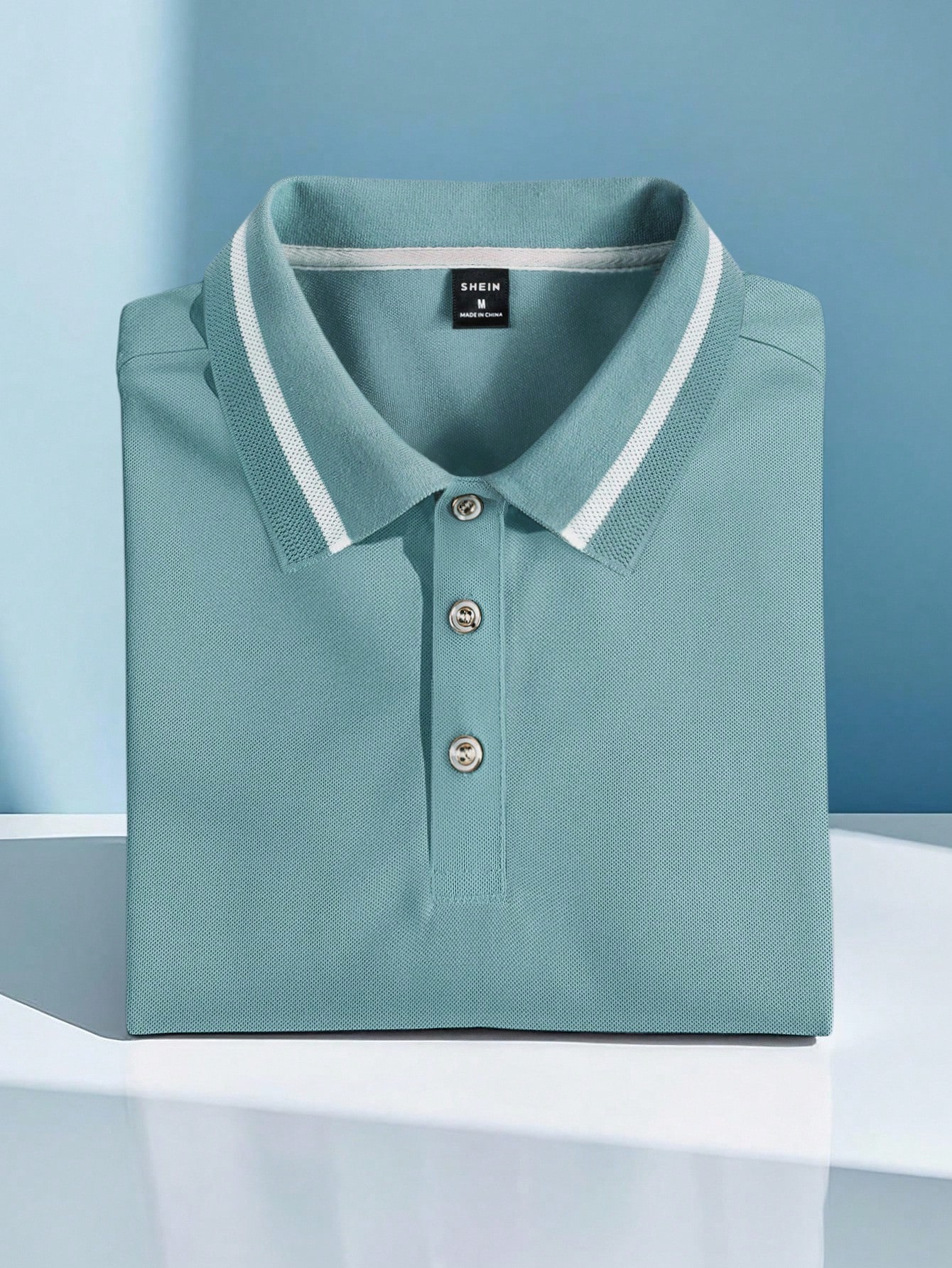 Men's Light Teal Short Sleeve  - Polo Shirt Pique 리뷰 및 가격