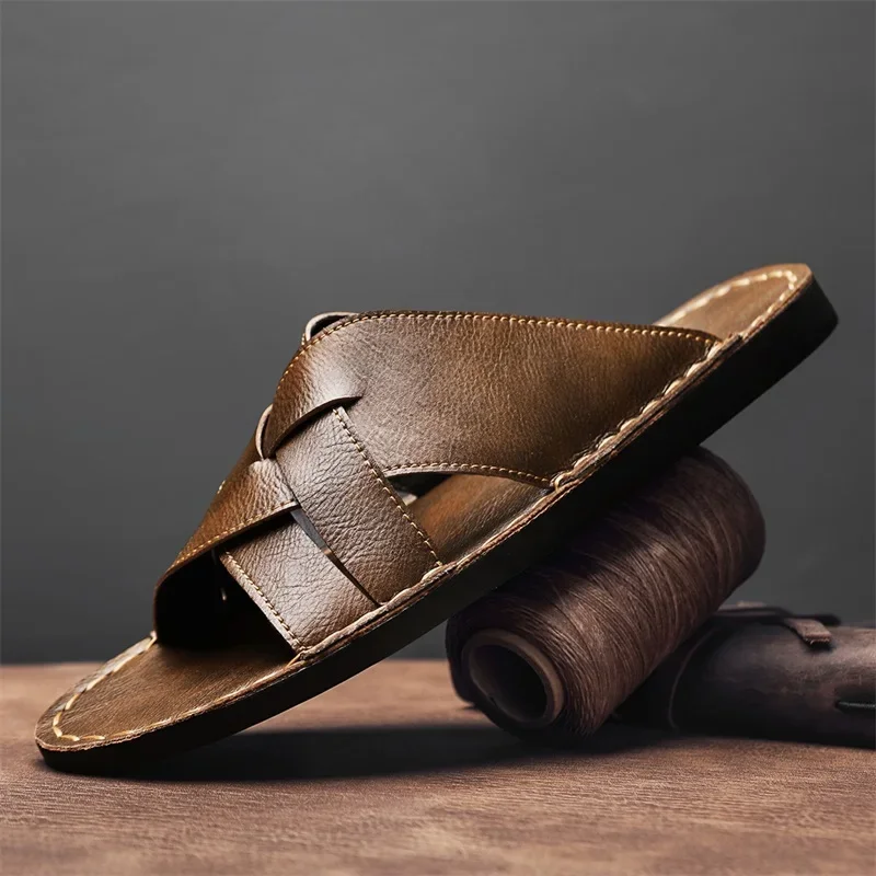 Genuine Leather Men Casual San - Flip Flop Leather Men 리뷰 및 가격