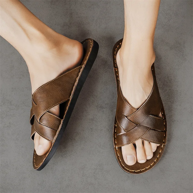 Genuine Leather Men Casual San - Flip Flop Leather Men 리뷰 및 가격