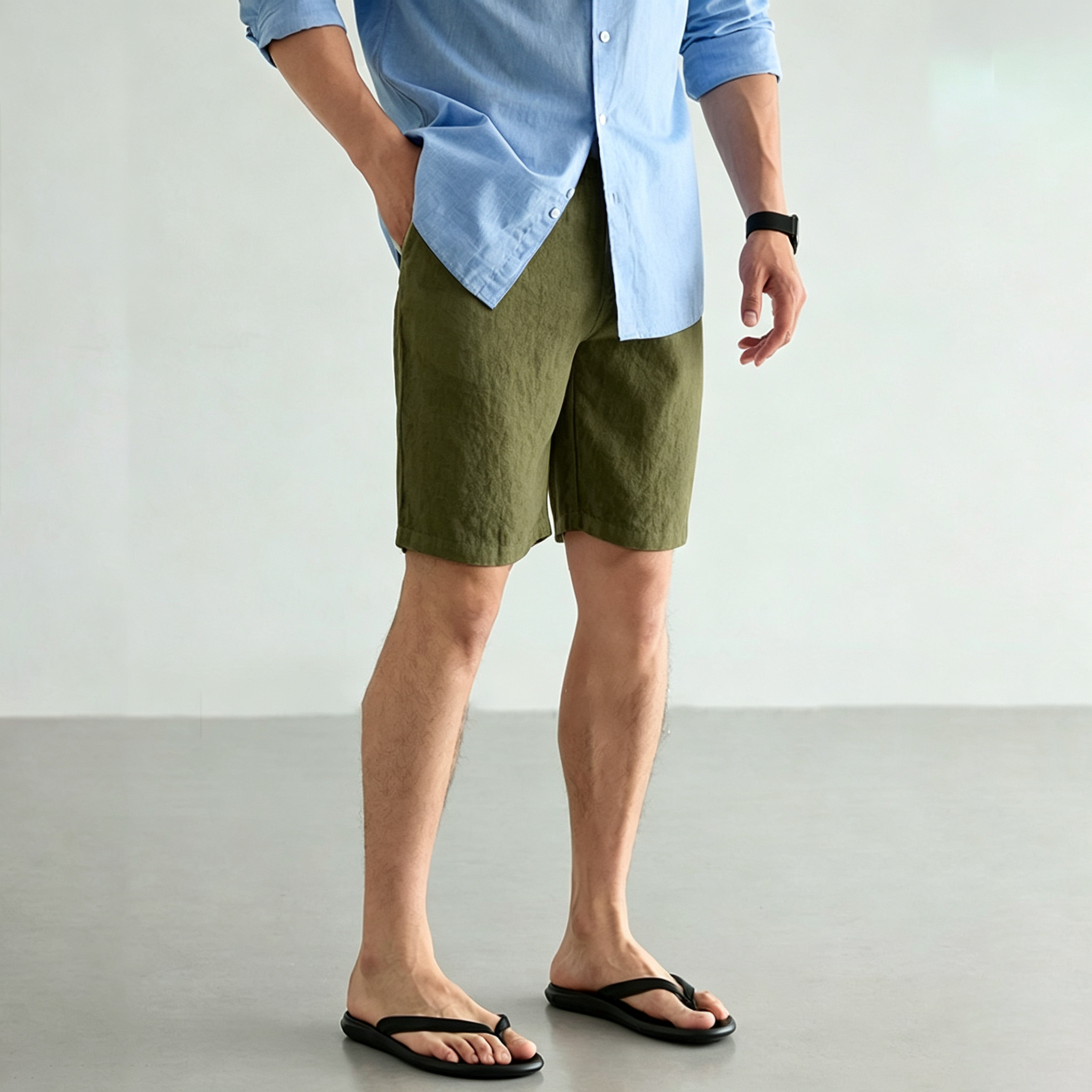 Men's Linen Cotton Shorts Summ - Short Linen Drawstring 리뷰 및 가격