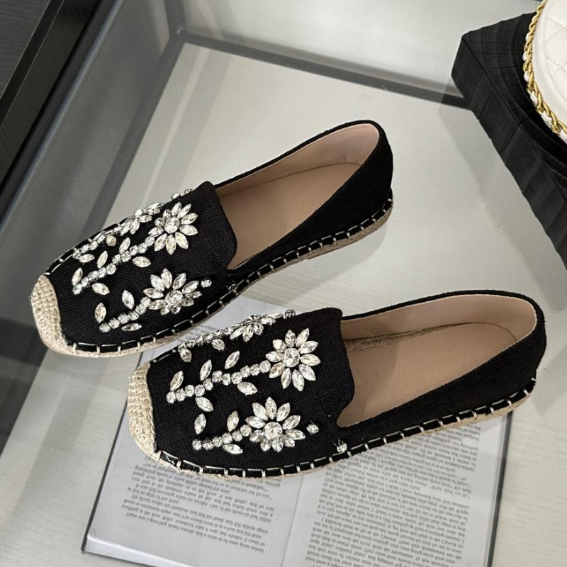2026 Rhinestone Flower Decorat - Espadrille Slip On 리뷰 및 가격