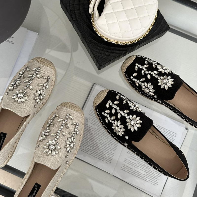 2026 Rhinestone Flower Decorat - Espadrille Slip On 리뷰 및 가격
