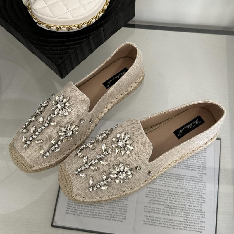 2026 Rhinestone Flower Decorat - Espadrille Slip On 리뷰 및 가격