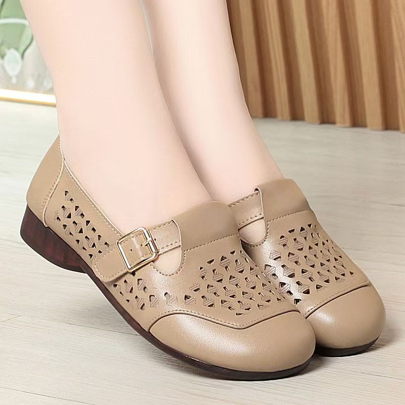 Women's Leather Hollow Out Low - Casual Sandal Leather 리뷰 및 가격