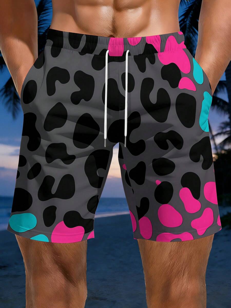 Bold Leopard Print Mens Beach  - Swim Trunk Quick Dry 리뷰 및 가격