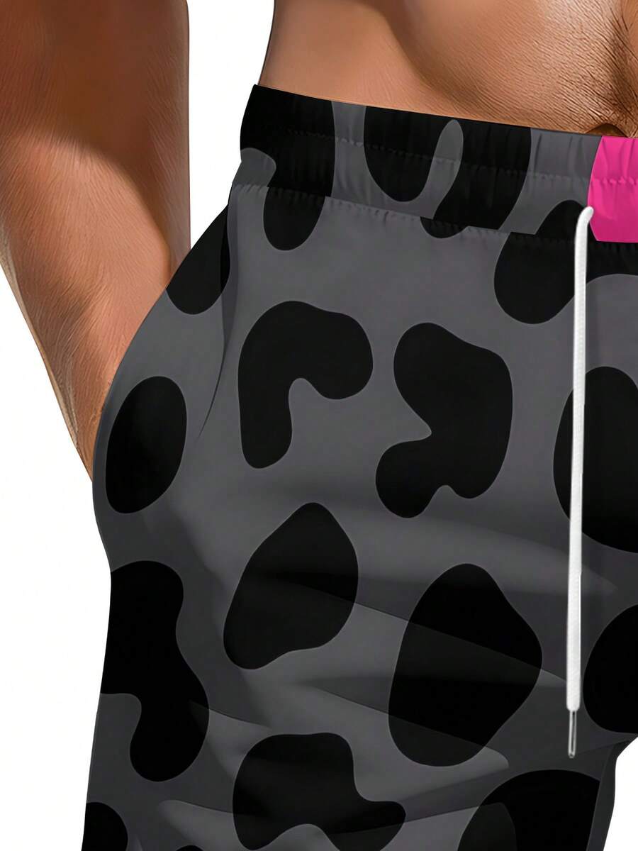 Bold Leopard Print Mens Beach  - Swim Trunk Quick Dry 리뷰 및 가격