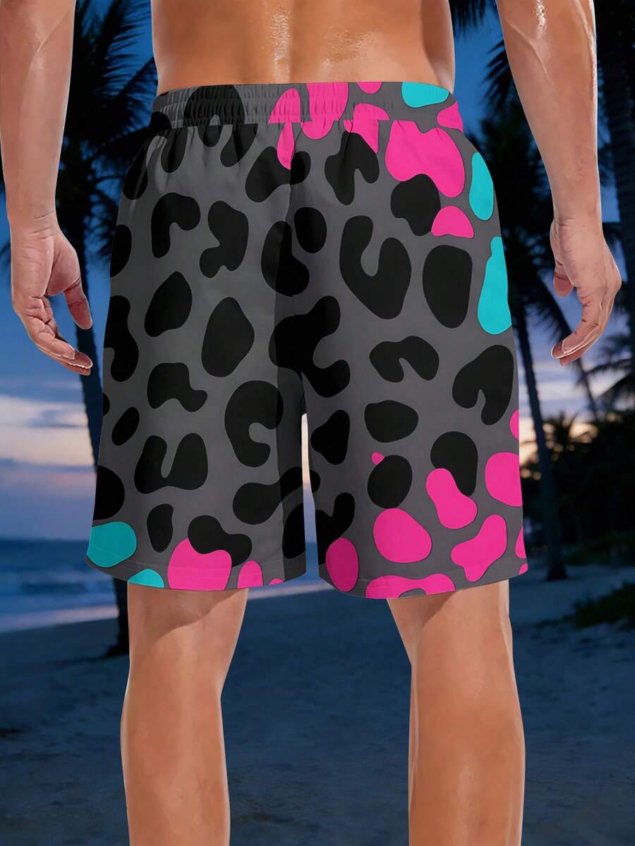 Bold Leopard Print Mens Beach  - Swim Trunk Quick Dry 리뷰 및 가격
