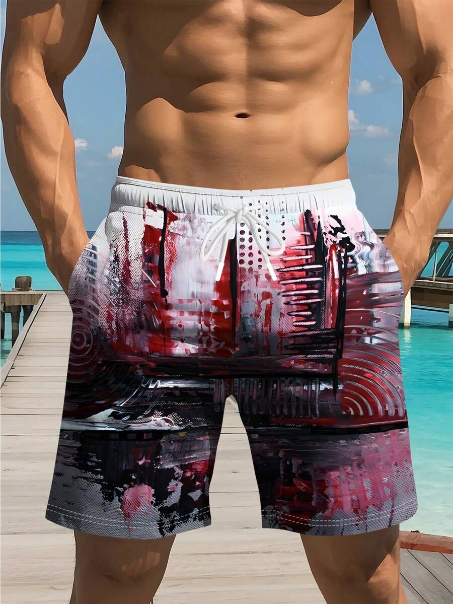 Mens Abstract Print Beach Shor - Swim Trunk Quick Dry 리뷰 및 가격