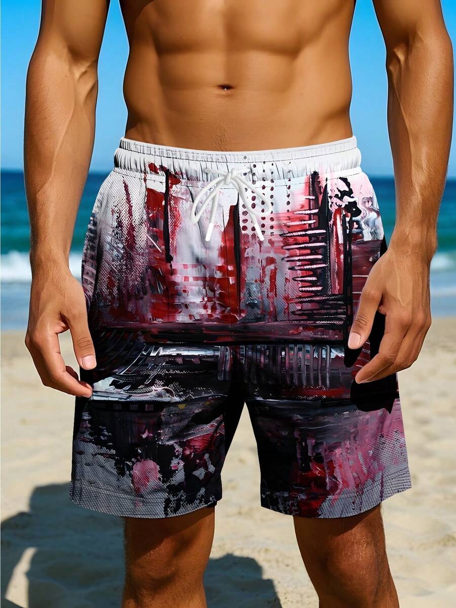 Mens Abstract Print Beach Shor - Swim Trunk Quick Dry 리뷰 및 가격