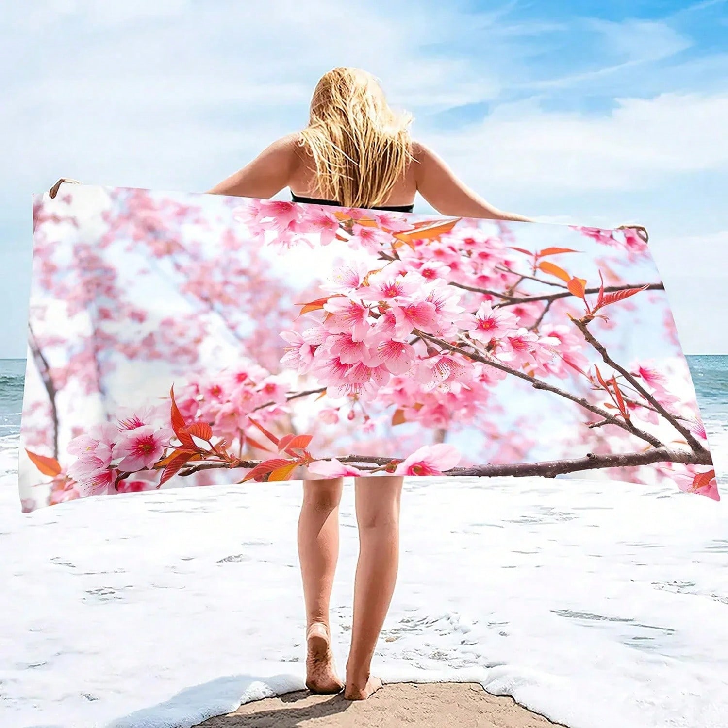 Pink Ry Bloms Sand Free Beach  - Beach Towel Large 리뷰 및 가격
