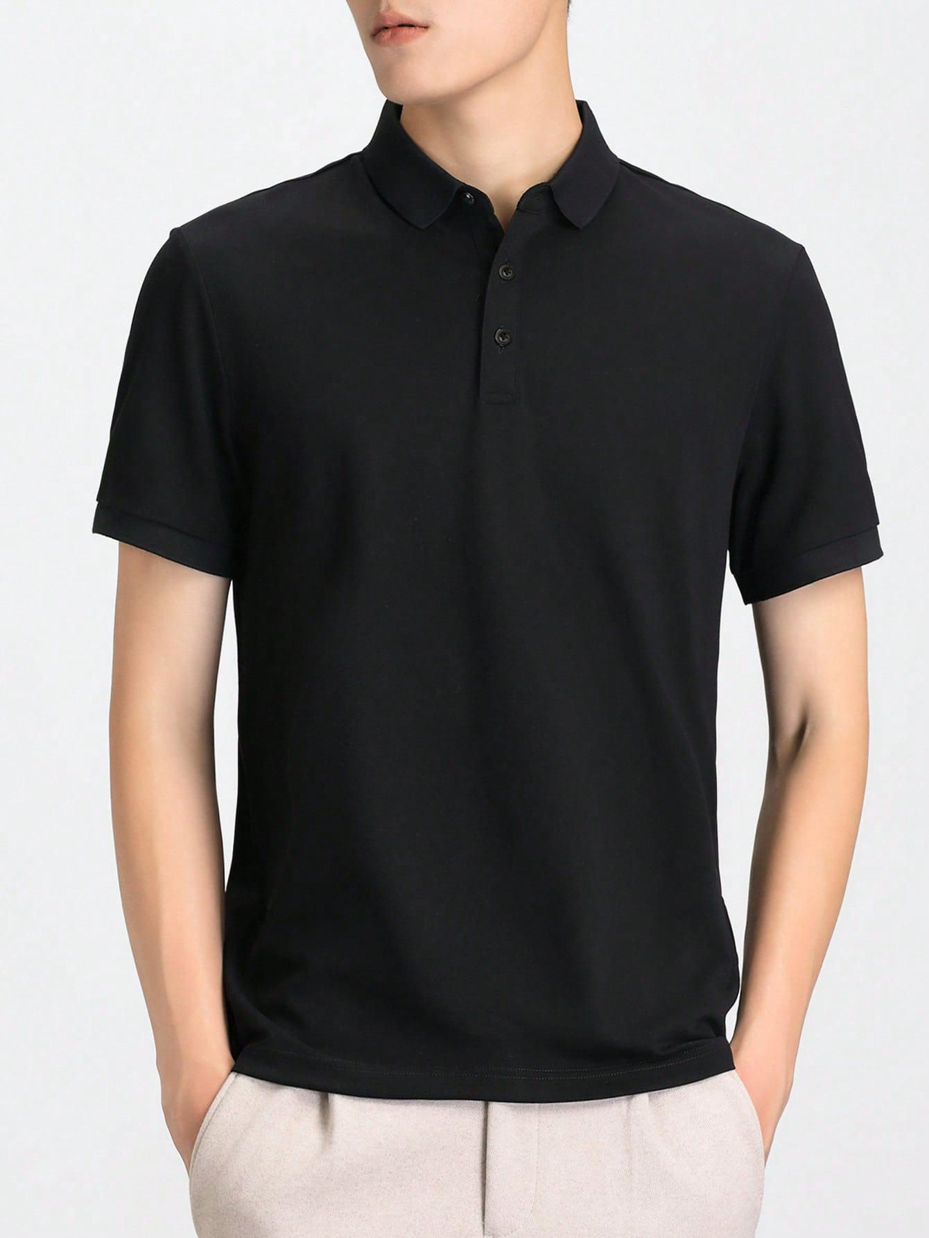 Men's Solid Black Short Sleeve - Polo Shirt Pique 리뷰 및 가격