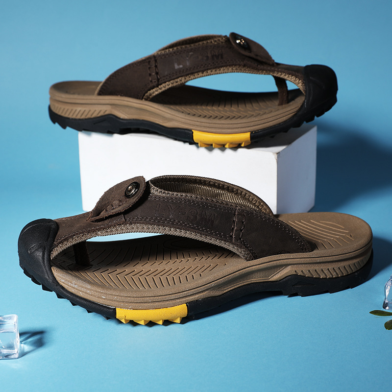 New Men's Genuine Leather Flip - Flip Flop Leather Men 리뷰 및 가격