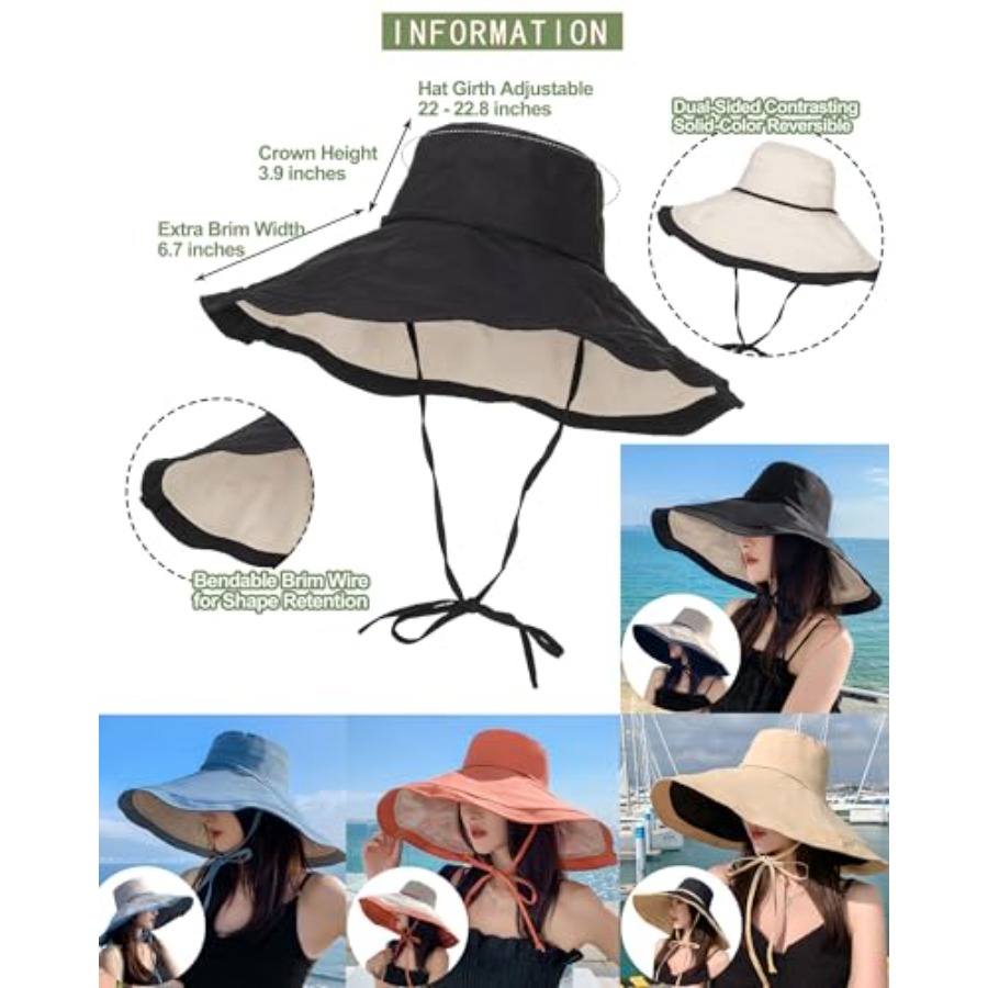 Extra Wide-Brim Sun Hats Women - Packable Hat Nylon 리뷰 및 가격