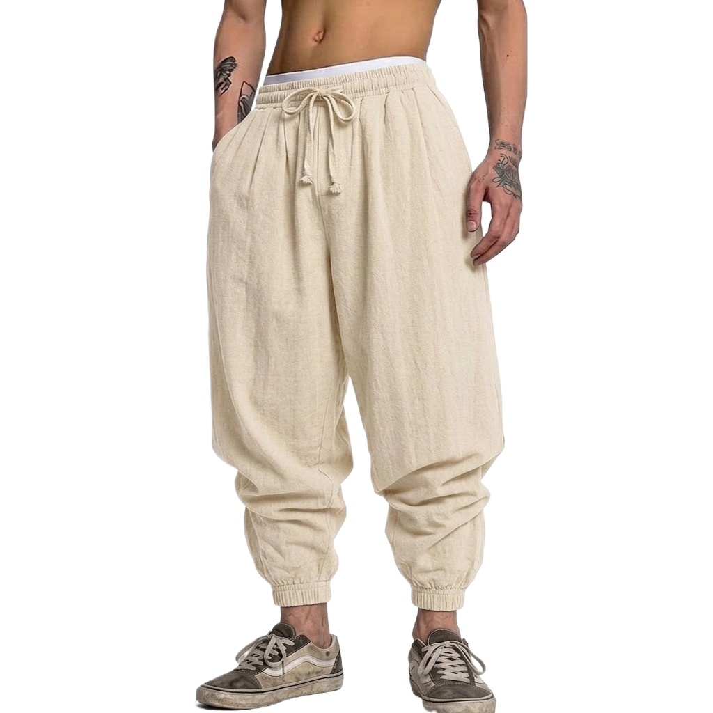 Korean Cotton Linen Trousers A - Short Linen Drawstring 리뷰 및 가격