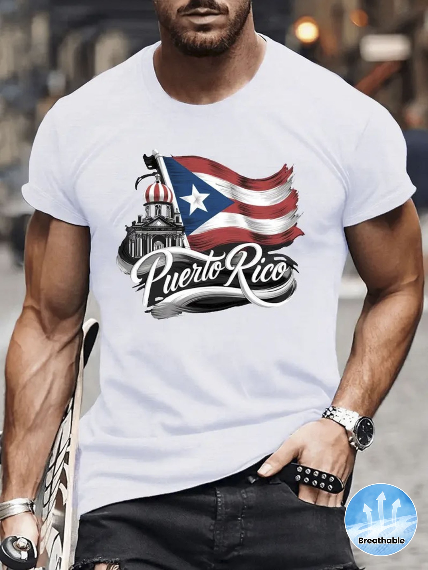  Pure Cotton Puerto Rico Flag  - Linen Shirt Breathable 리뷰 및 가격