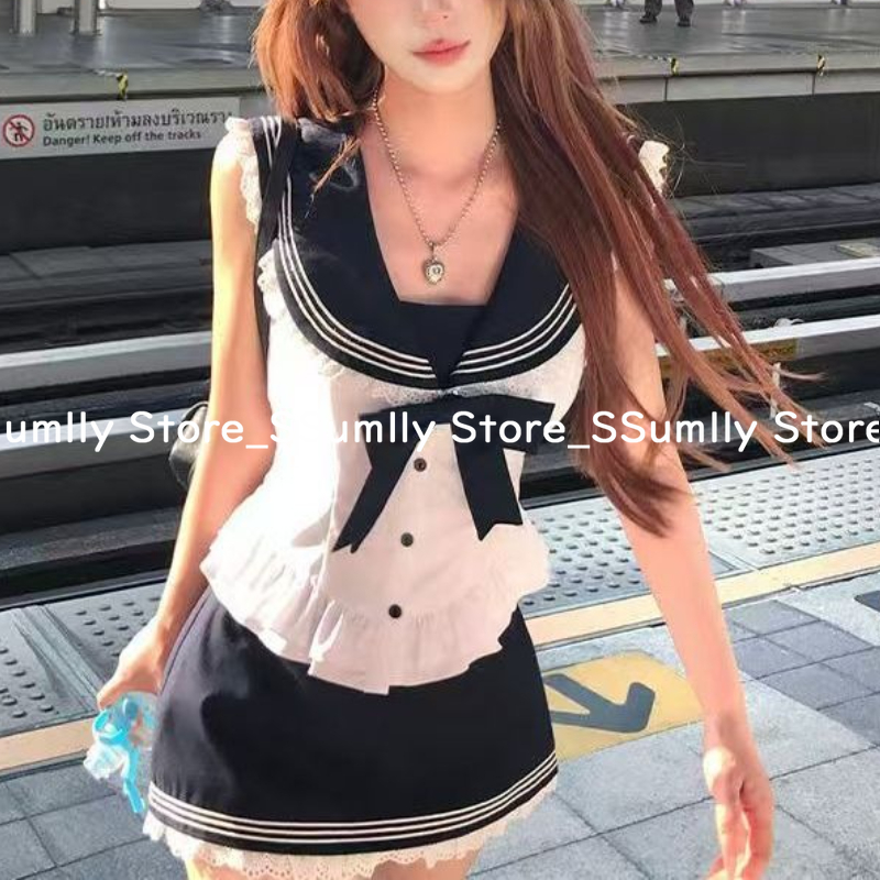 College Style Bow Sweet 2 Piec - Shirt Camp Collar 리뷰 및 가격