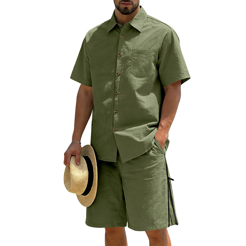 Men's Casual Cotton Linen 2 Pi - Short Linen Drawstring 리뷰 및 가격