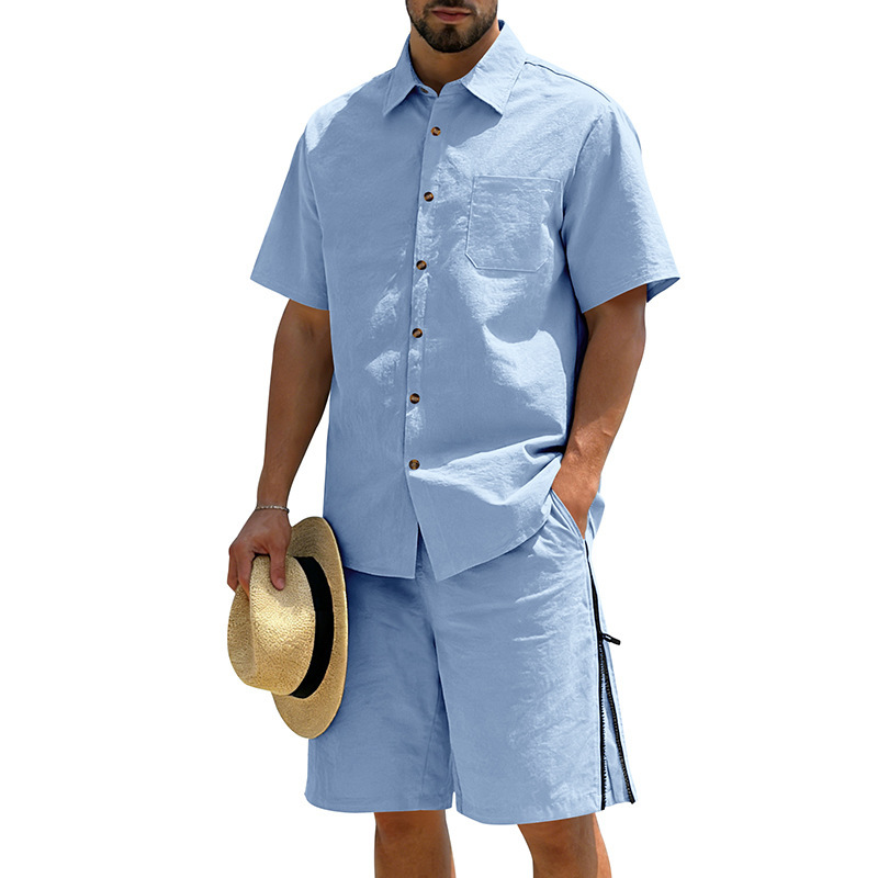 Men's Casual Cotton Linen 2 Pi - Short Linen Drawstring 리뷰 및 가격