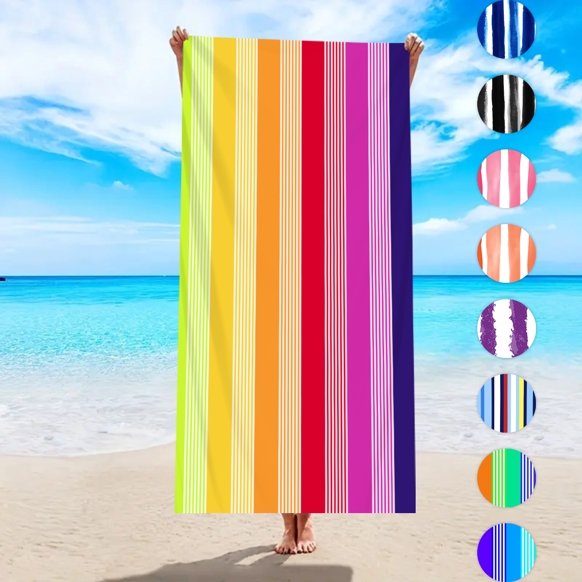 1pc fashionable colorful strip - Beach Towel Large 리뷰 및 가격
