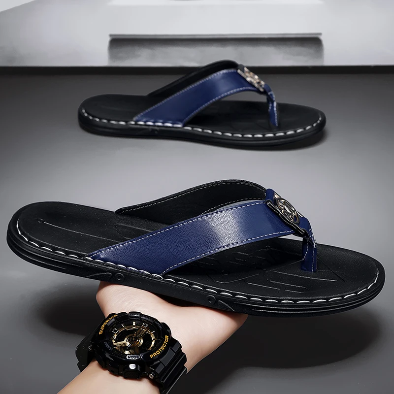Men's Flip-flops Solid Color w - Flip Flop Leather Men 리뷰 및 가격