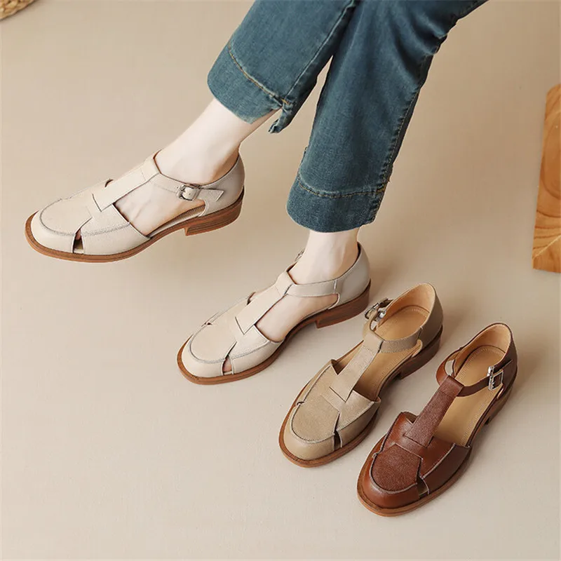 2023 Summer Sandals Cowhide Ro - Casual Sandal Leather 리뷰 및 가격