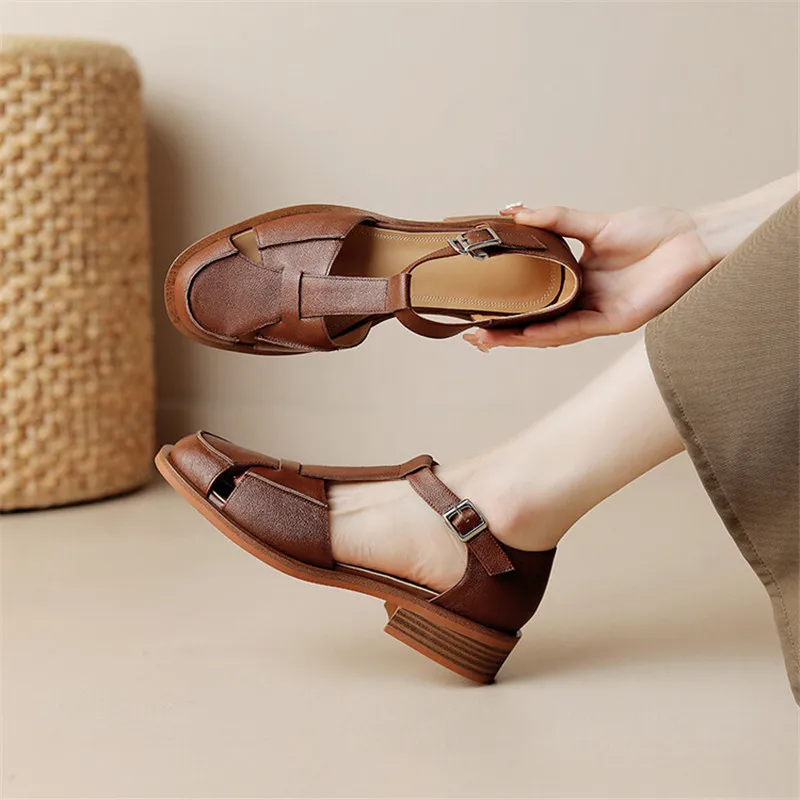 2023 Summer Sandals Cowhide Ro - Casual Sandal Leather 리뷰 및 가격