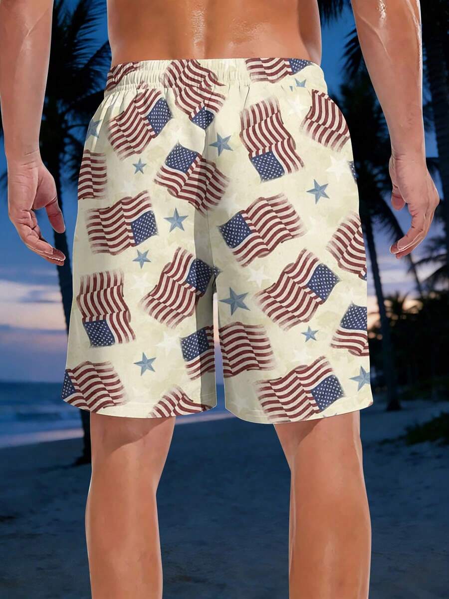 American Flag Print Mens Beach - Swim Trunk Quick Dry 리뷰 및 가격