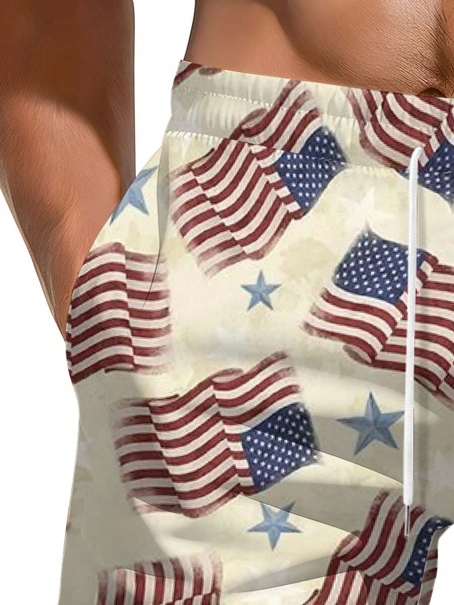 American Flag Print Mens Beach - Swim Trunk Quick Dry 리뷰 및 가격