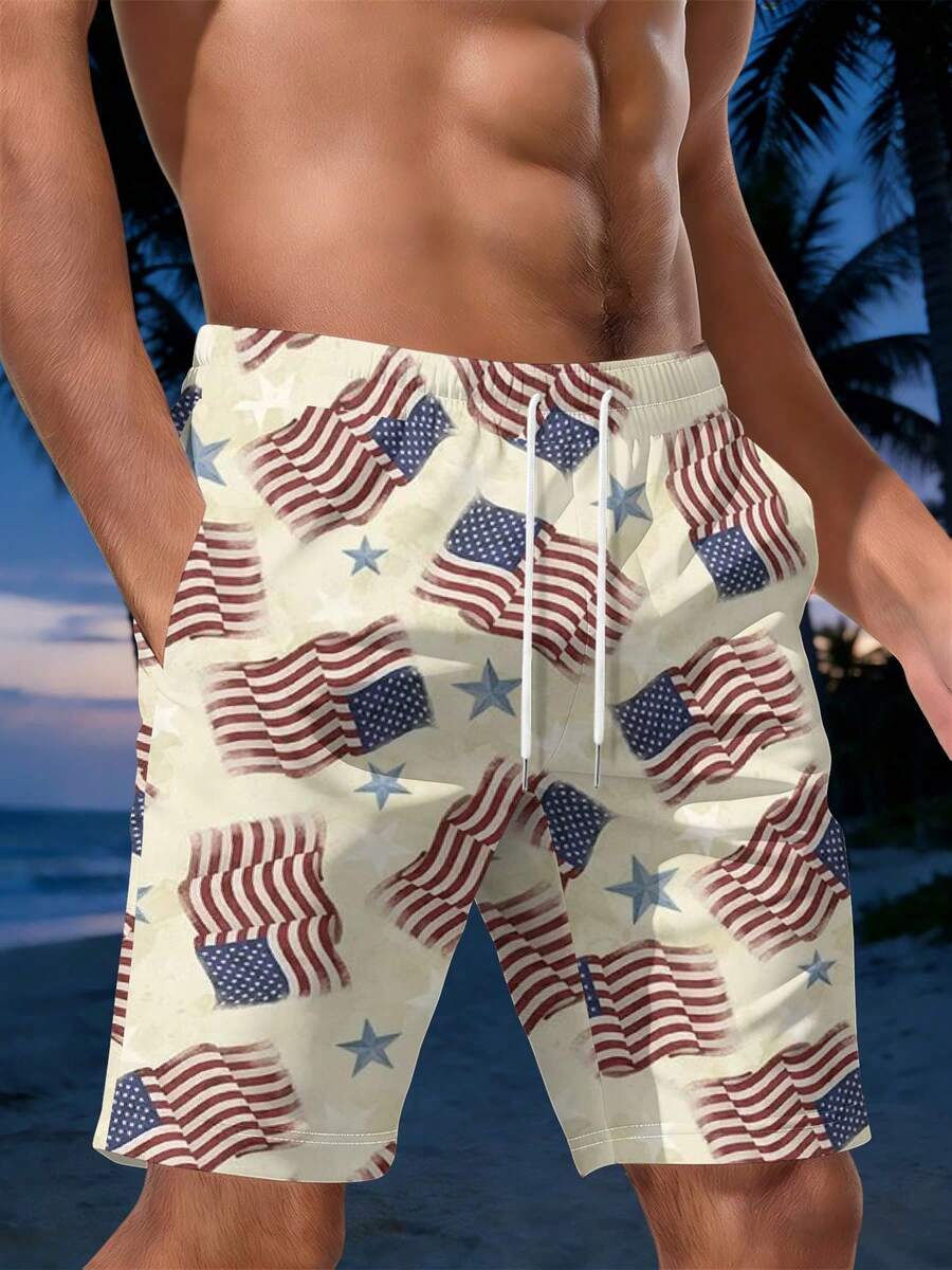 American Flag Print Mens Beach - Swim Trunk Quick Dry 리뷰 및 가격