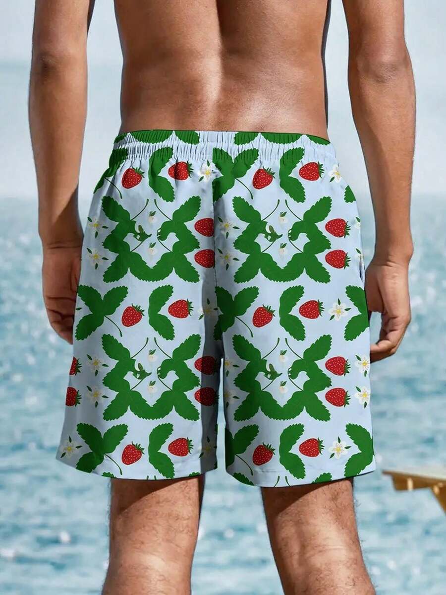 Mens Strawberry Print Beach Sh - Swim Trunk Quick Dry 리뷰 및 가격